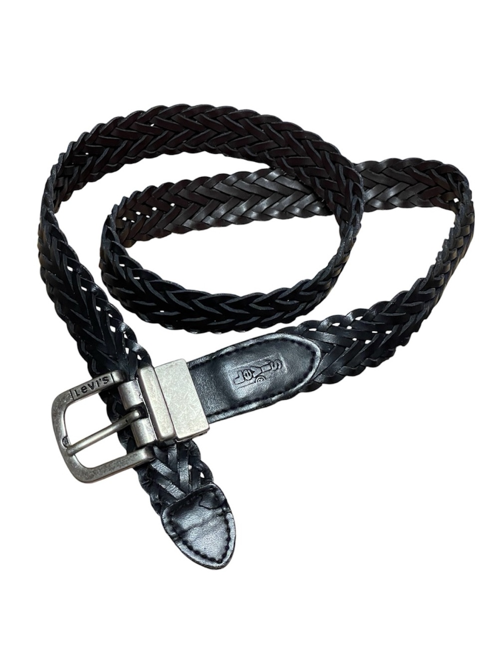 Levis Leather Braided Reversable Mens Belt Black Brown Size L 30-32 Western Boho